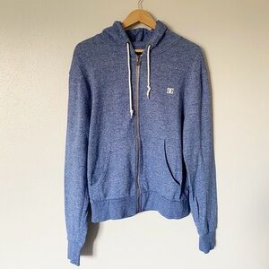 Vintage Y2K DC Shoes Skate Full Zip Hoodie Jacket Heathered Blue Large